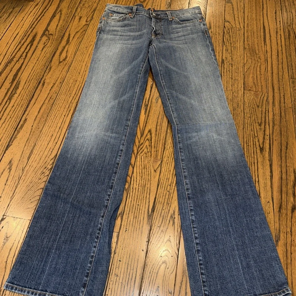 7 For All‎ Mankind Vintage Women's Boycut Stretch Low Rise Button Fly Jean Sz 30